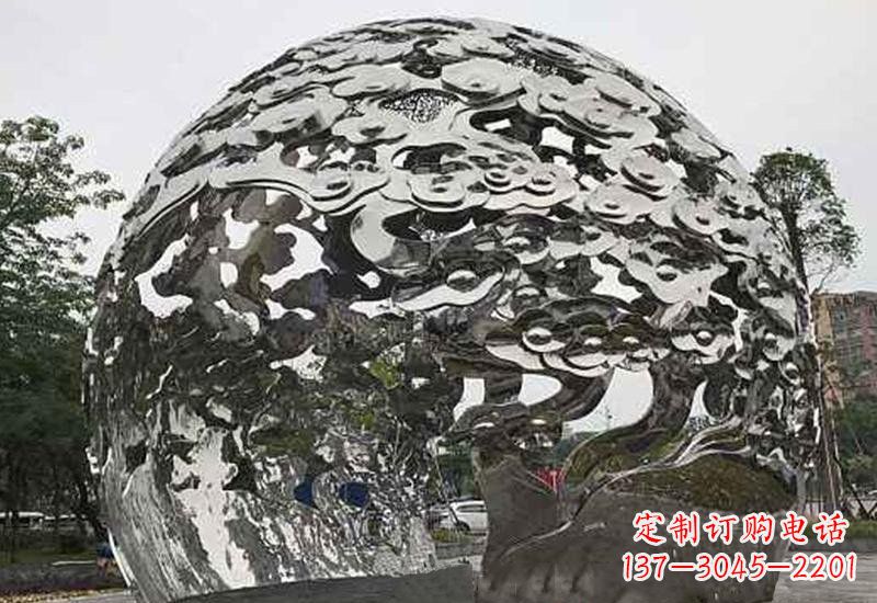 泰州不锈钢祥云镂空球拱门雕塑