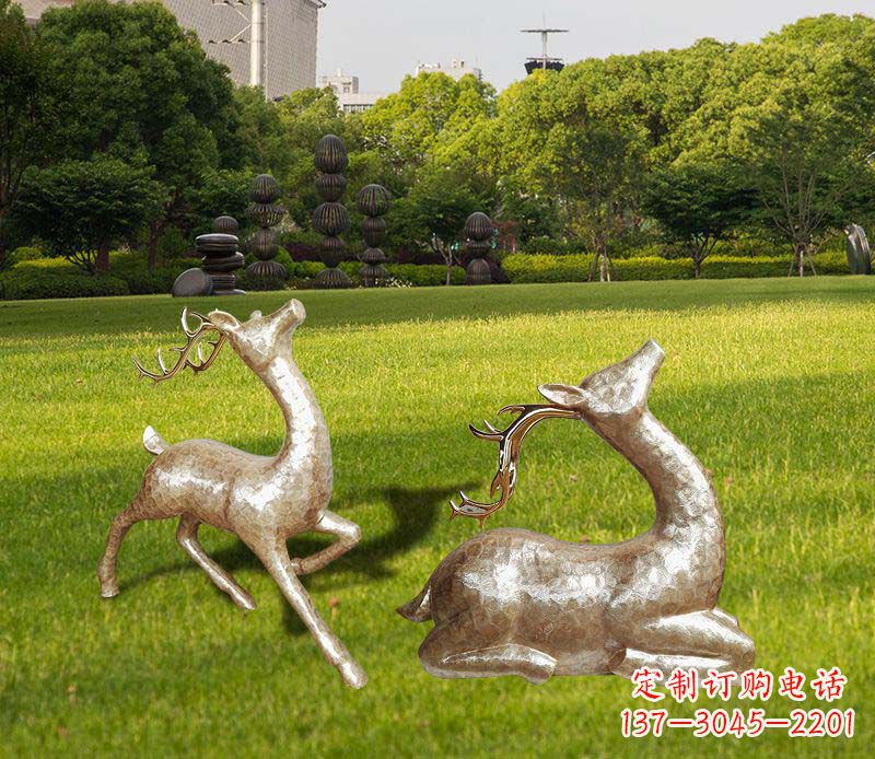 泰州不锈钢小区抽象麋鹿雕塑