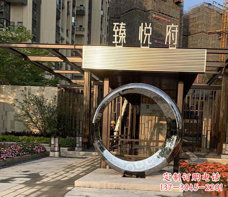 泰州不锈钢小区景观圆环雕塑
