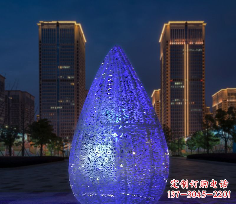 泰州不锈钢小区照明美轮美奂的水滴雕塑