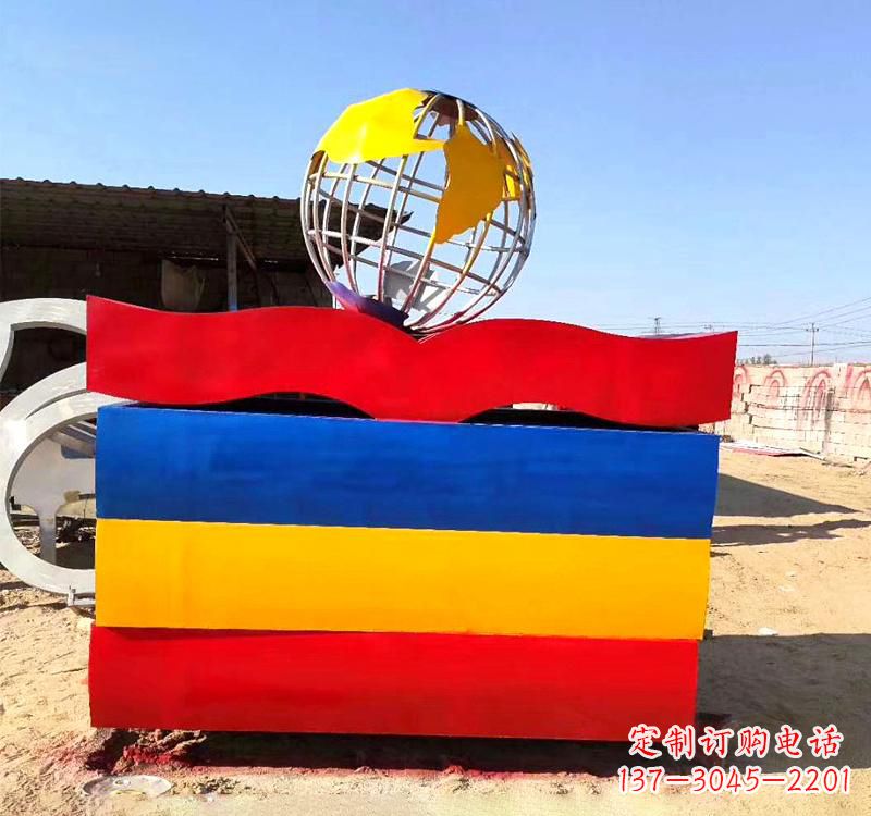 泰州不锈钢校园地球仪雕塑缅怀地球之美