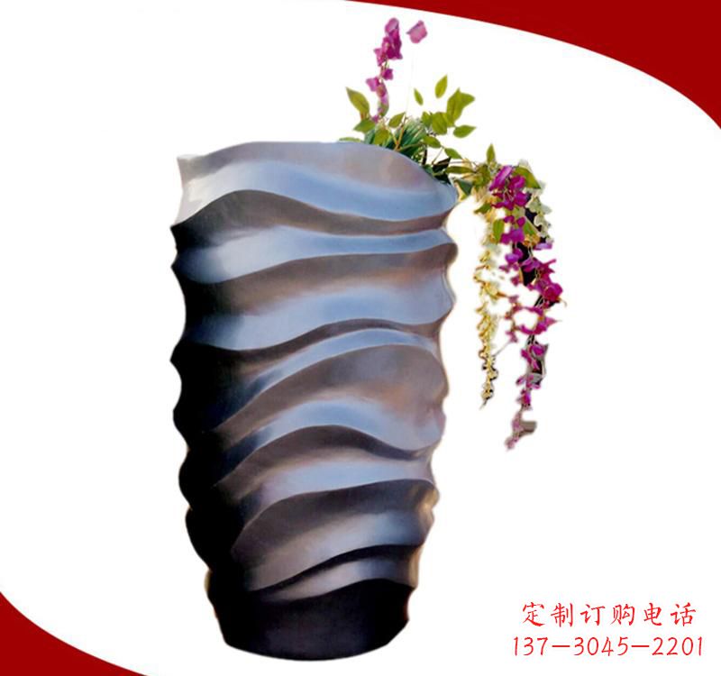 泰州不锈钢校园景观花盆雕塑美化校园环境