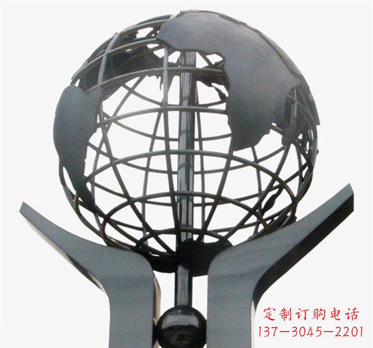 泰州象征地球一体的不锈钢校园手托地球雕塑