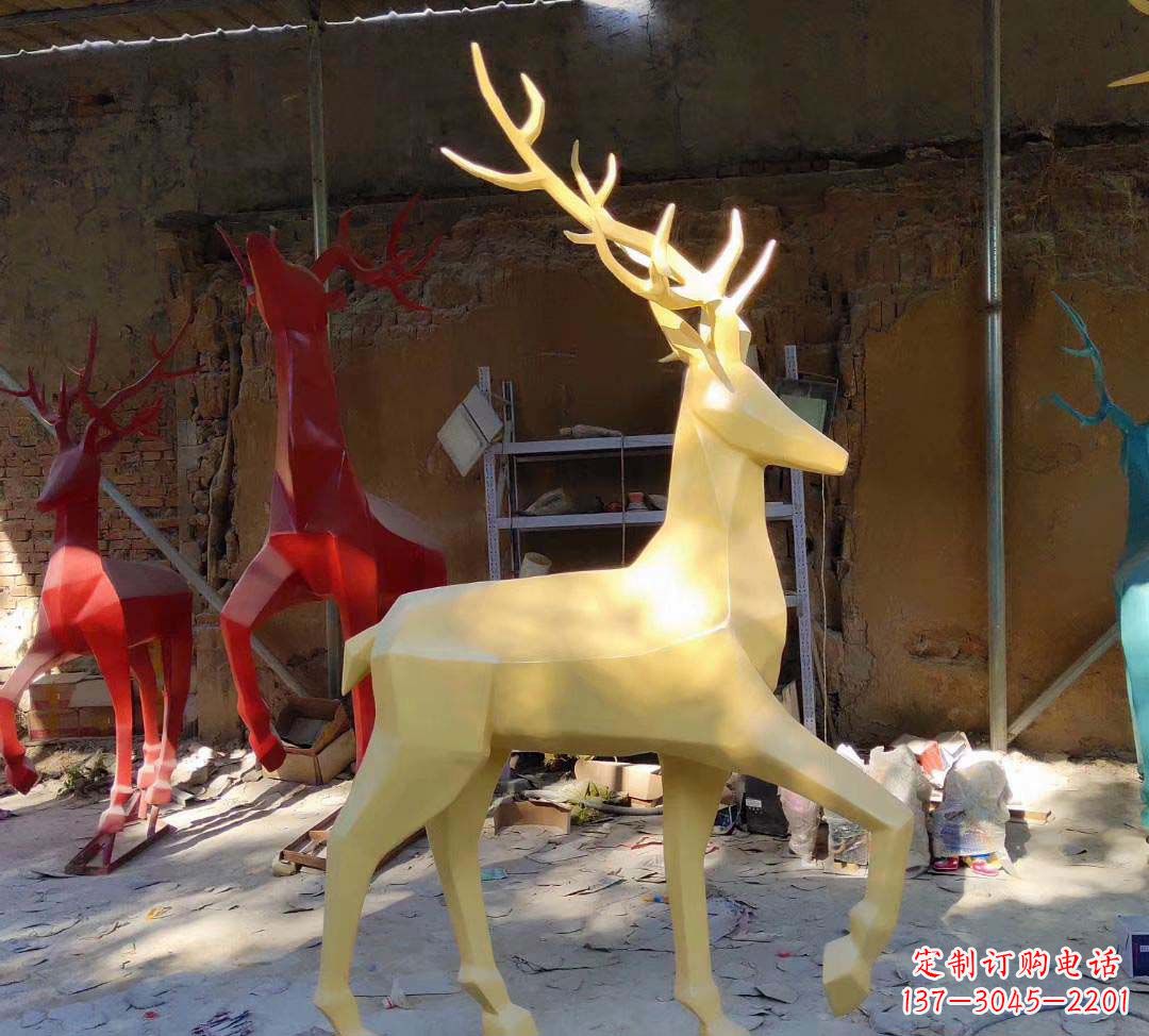 泰州新款仿真不锈钢小鹿雕塑