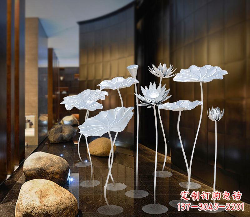 泰州不锈钢银色荷花雕塑精美外形魅力无限