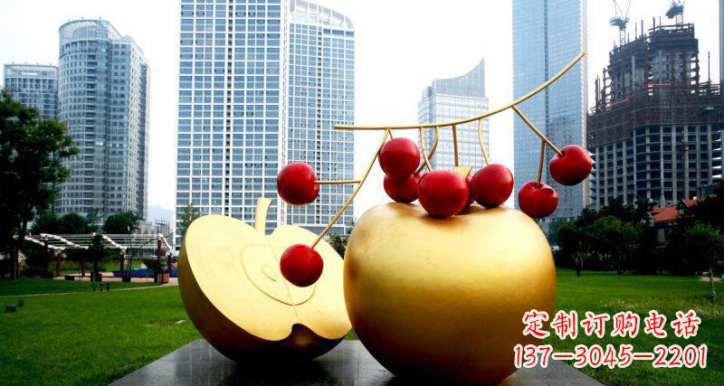 泰州不锈钢苹果雕塑,添彩公园景观