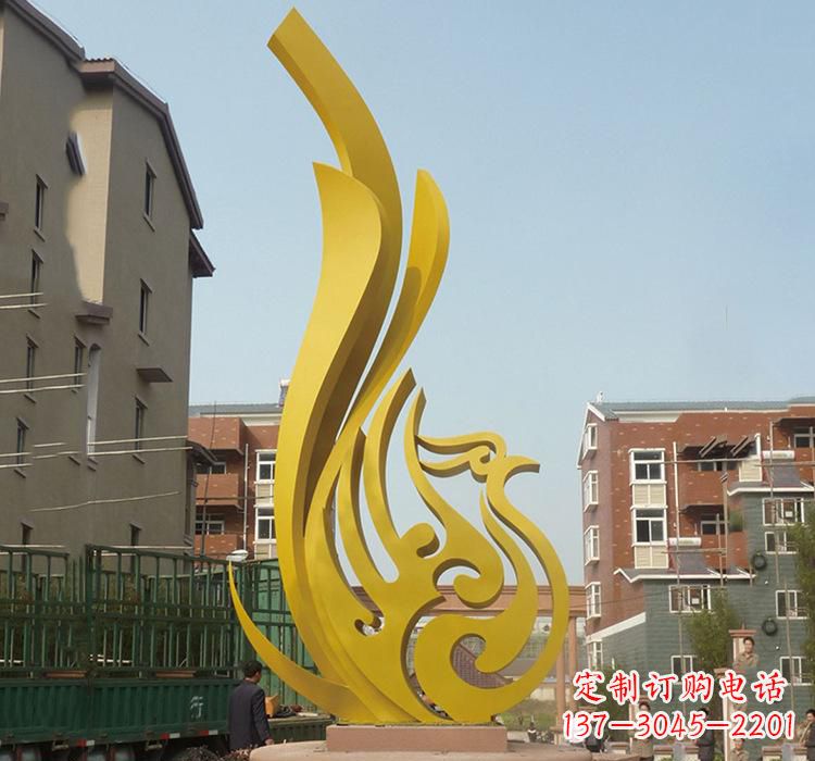 泰州静谧的凤凰不锈钢园林雕塑