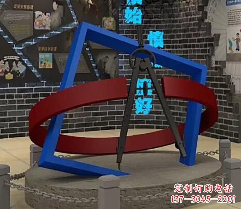 泰州不锈钢圆规雕塑实现景观美化的艺术之作