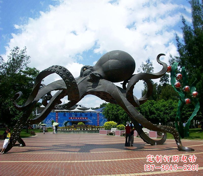 泰州不锈钢章鱼雕塑精美艺术品