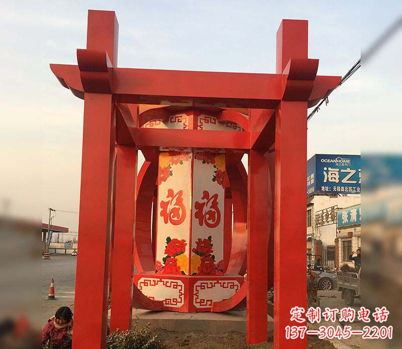 泰州不锈钢灯笼雕塑——点亮中国梦