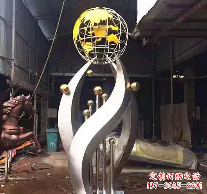 泰州不锈钢转动地球仪雕塑