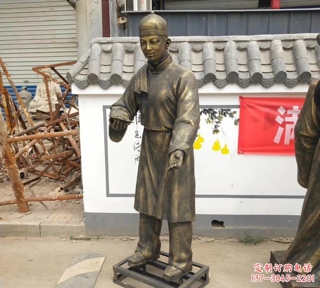 泰州传承百年店小二铜雕