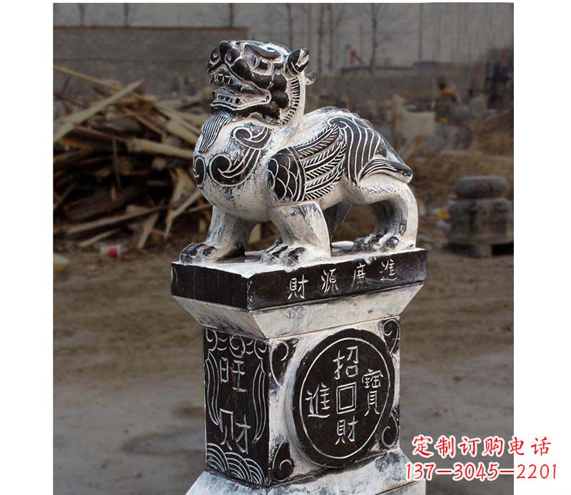 泰州门墩雕塑财源广进的象征