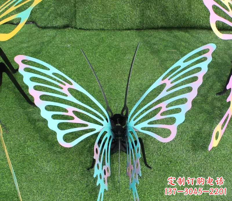 泰州彩色不锈钢镂空蝴蝶雕塑精美又充满生机