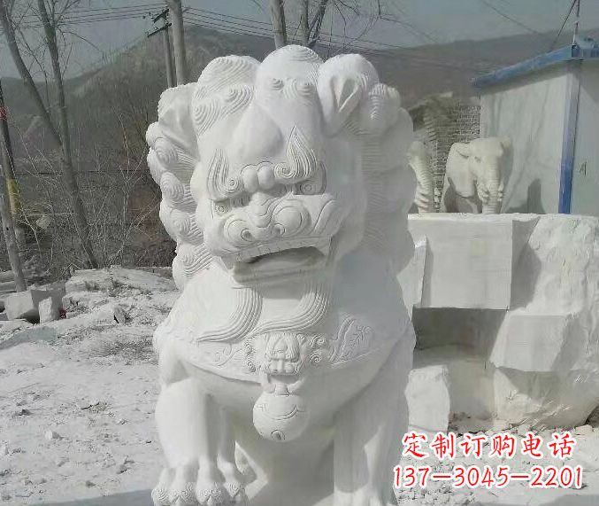 泰州狮子雕塑踩绣球石狮子寺庙的独特景观
