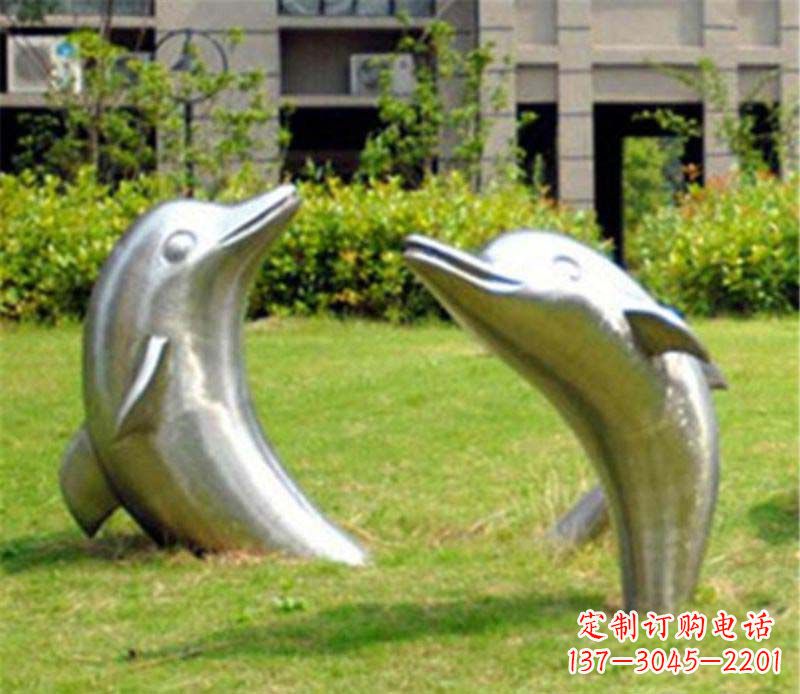 泰州草坪镜面海豚不锈钢雕塑