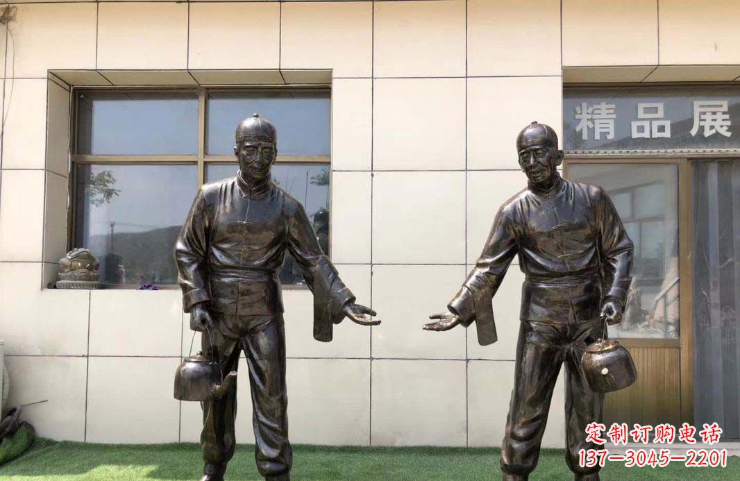 泰州茶馆民俗店小二铜雕