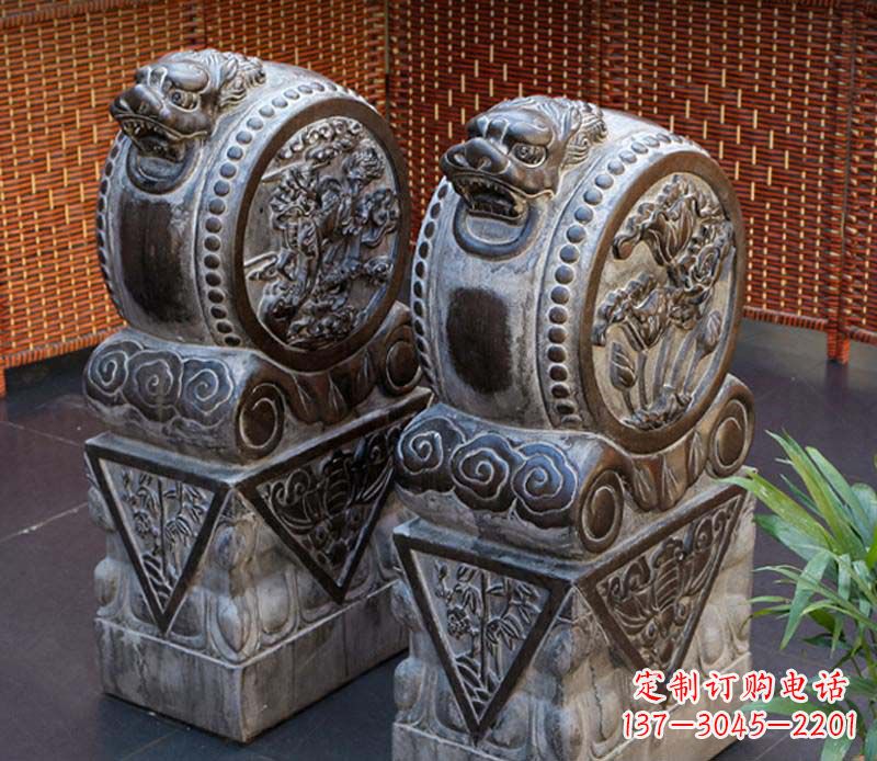 泰州仿古石门墩雕塑,提升茶楼景观