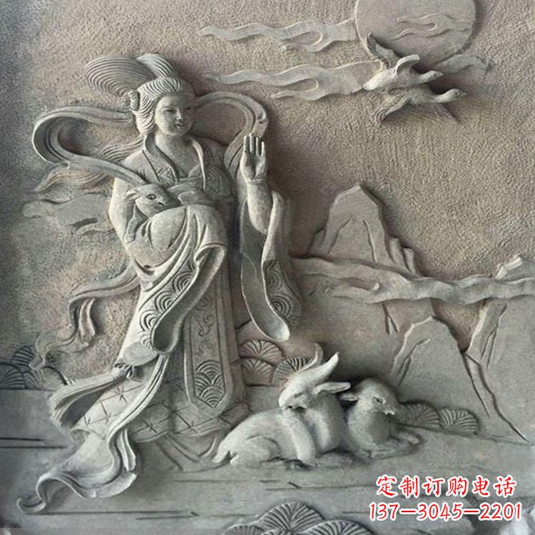 泰州嫦娥浮雕-上古神话人物道教月神太阴星君雕塑