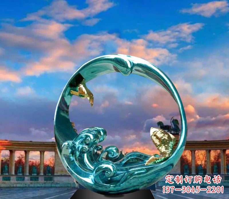 泰州城市不锈钢彩银圆环景观雕塑