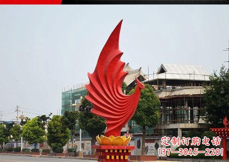 泰州城市的至高象征——不锈钢凤凰雕塑