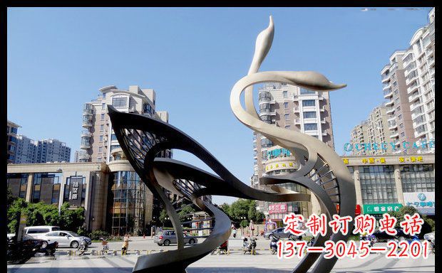 泰州城市凝聚的美丽不锈钢天鹅雕塑