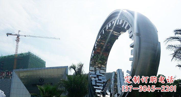泰州城市不锈钢抽象圆环雕塑