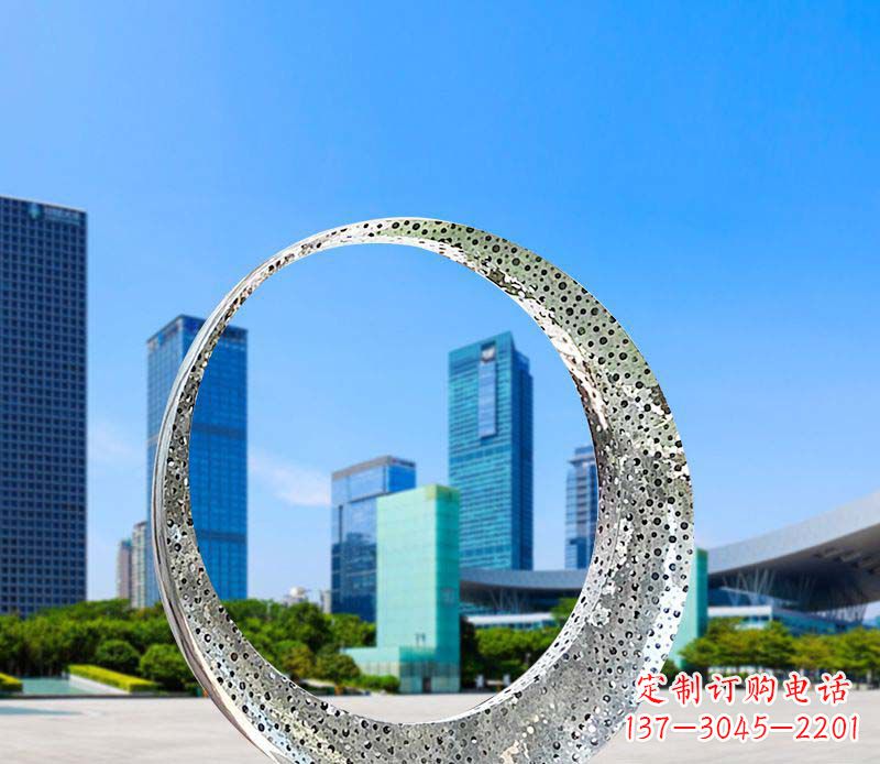 泰州城市不锈钢灯饰圆环景观雕塑