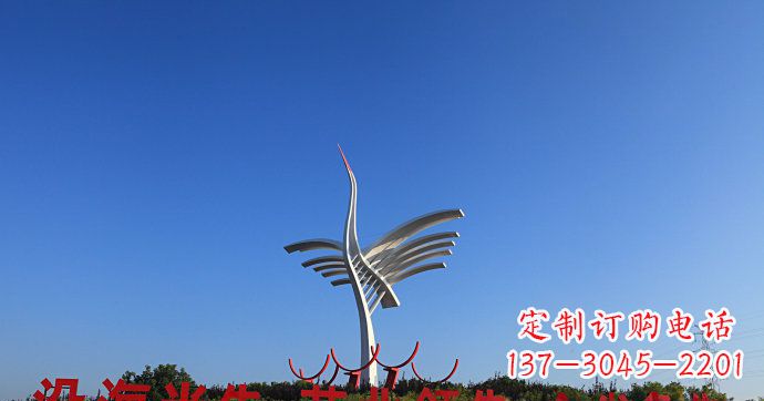 泰州城市抽象不锈钢仙鹤雕塑