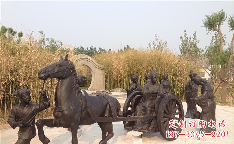 泰州城市公园坐马车景观铜雕