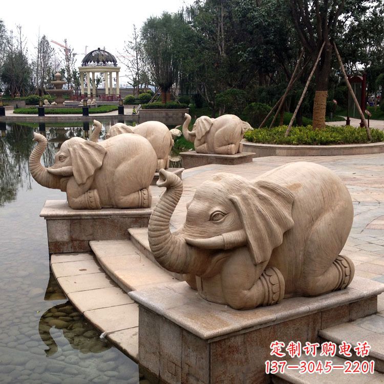 泰州池塘喷水大象雕塑
