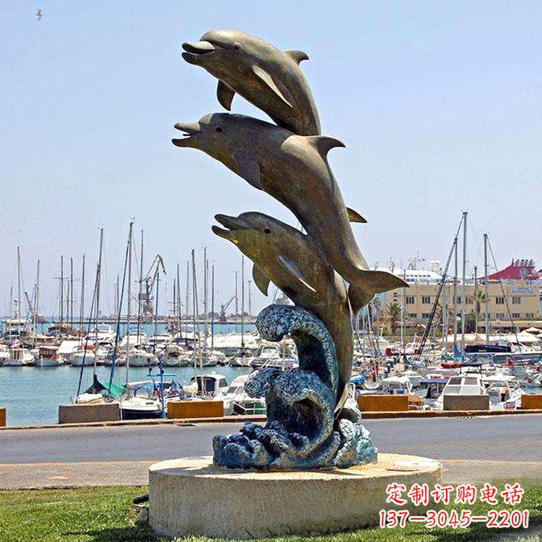 泰州海豚铜雕塑传承海洋文化