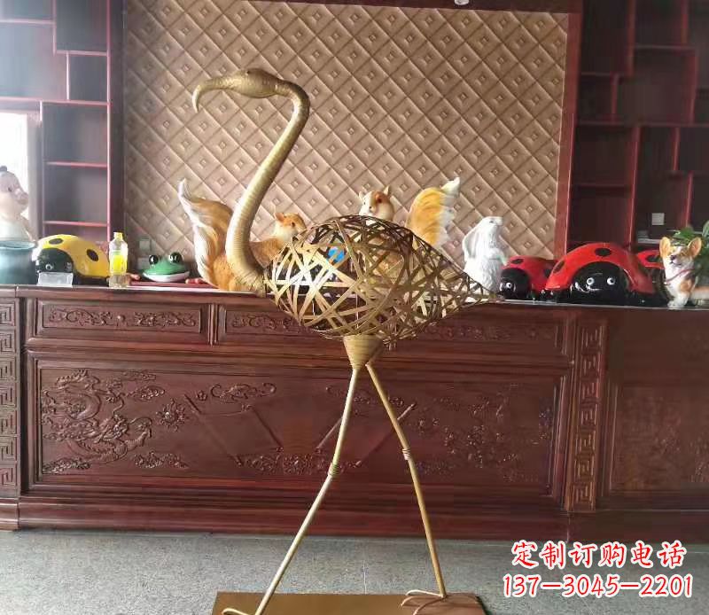 泰州抽象编织火烈鸟铜雕