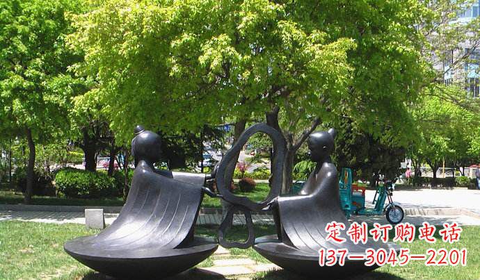 泰州抽象孔融让梨校园景观铜雕