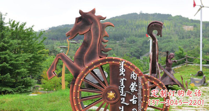 泰州抽象马车不锈钢标志雕塑
