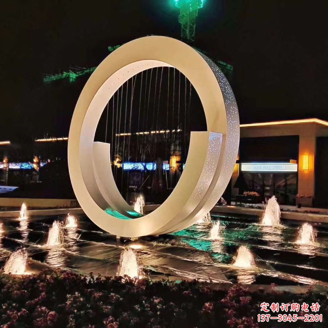 泰州环状喷泉雕塑灯光点亮美丽