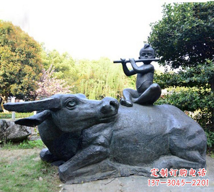 泰州吹笛牧童黄牛铜雕