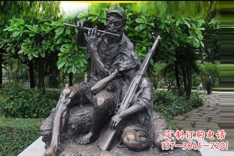 泰州吹笛子的红军战士公园人物铜雕雕塑