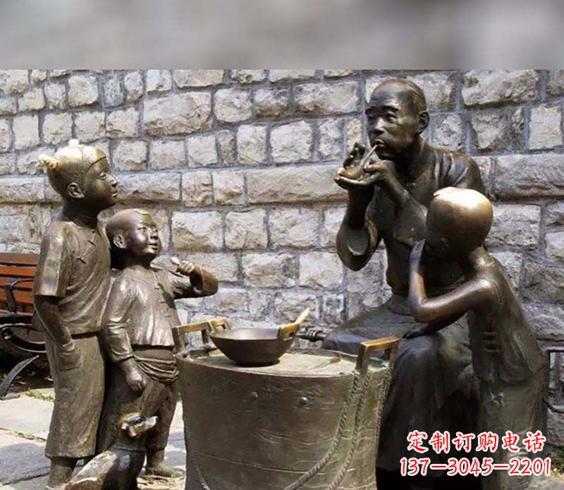 泰州吹糖人广场小品人物铜雕