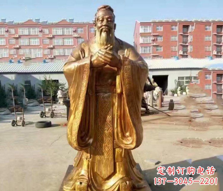 泰州纯铜校园古代孔子人物铜雕塑