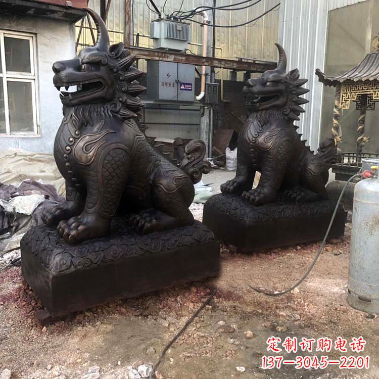 泰州精美纯铜獬豸雕塑中国古代神兽雕刻之美