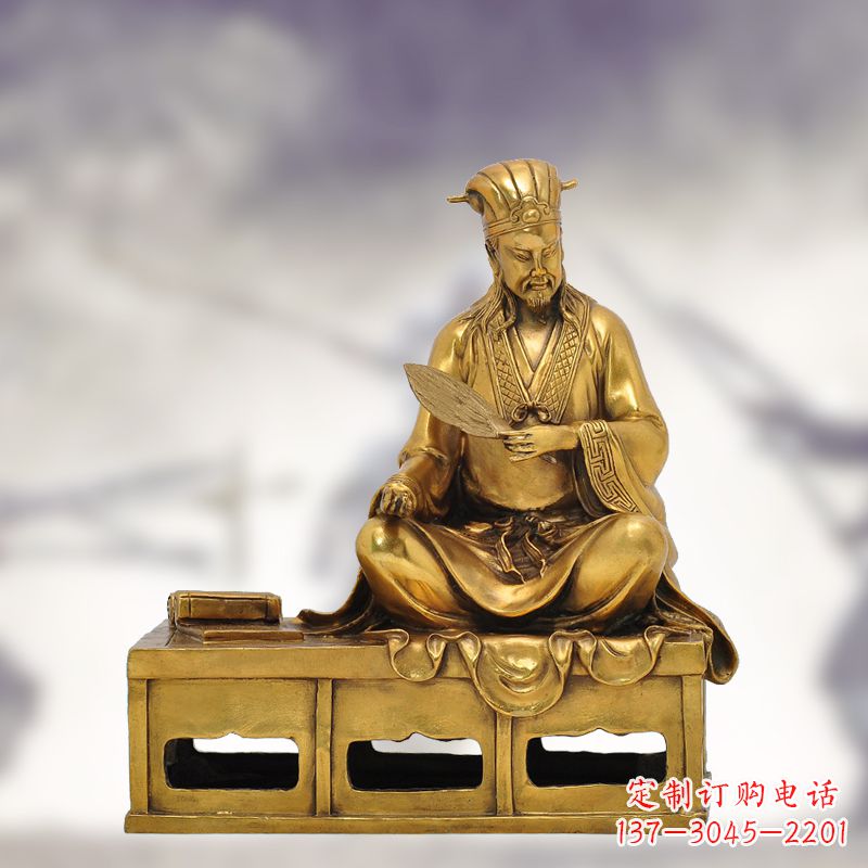 泰州纯铜诸葛亮雕塑象征中国智慧