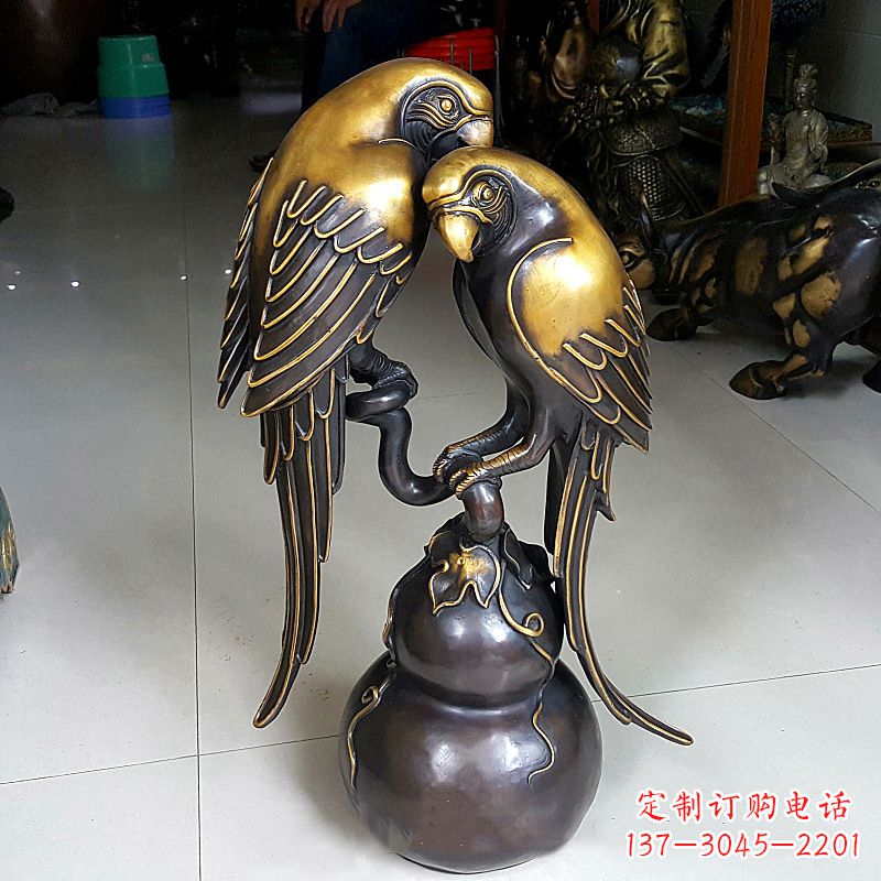 泰州铸造纯铜鹦鹉雕塑