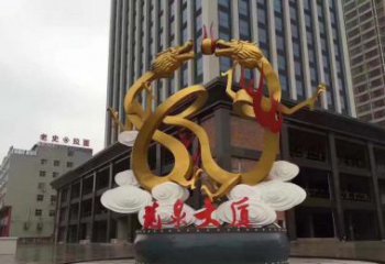 泰州精美的双龙戏珠不锈钢雕塑