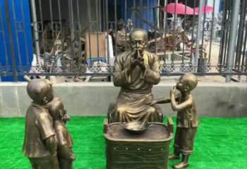 泰州吹糖人民俗铜雕 (2)
