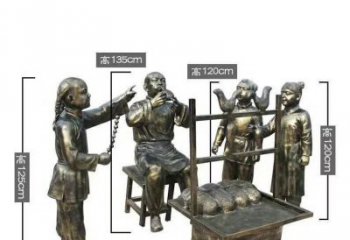 泰州吹糖人民俗人物铜雕