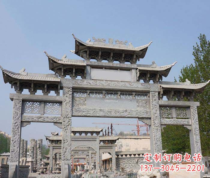 泰州大理石牌坊雕塑传承中国古典文化