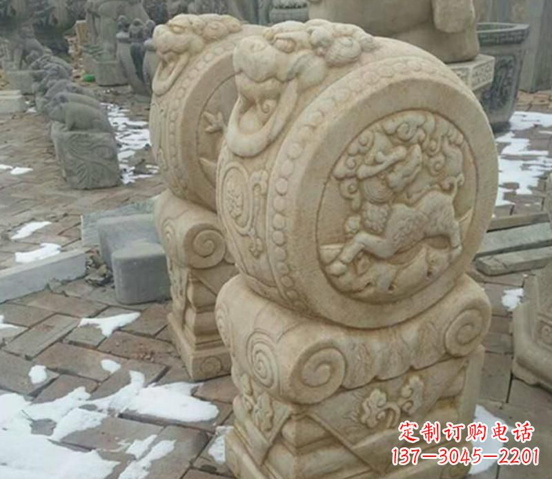 泰州大理石抱鼓公园门墩雕塑——精美雕刻展现灵动之美