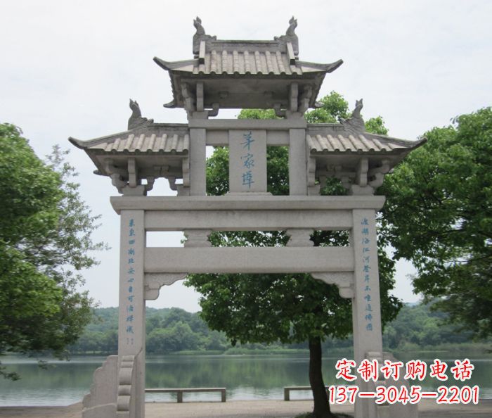泰州大理石单门牌楼雕塑精美的艺术瑰宝