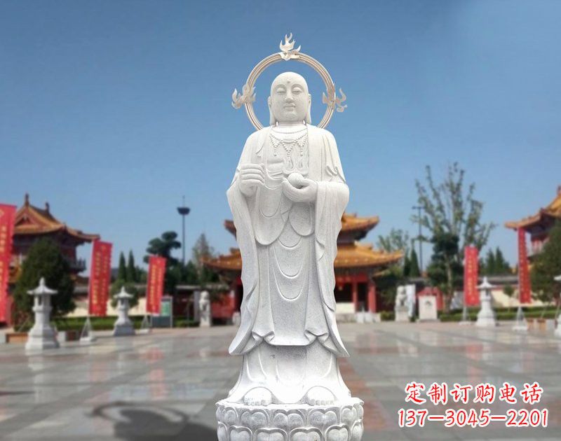 泰州大理石地藏菩萨雕塑象征佛法的传承